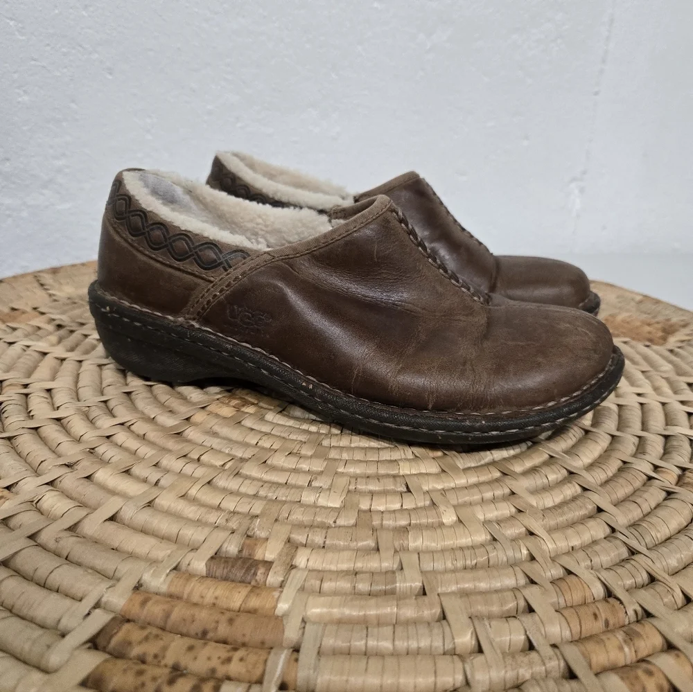 UGG Brown Distressed Leather Loafer